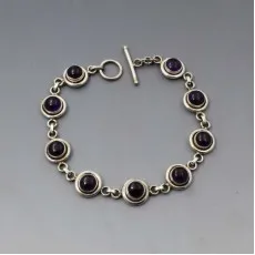 Amethyst and Silver Disc Bracelet