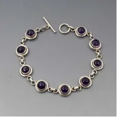 Amethyst and Silver Disc Bracelet