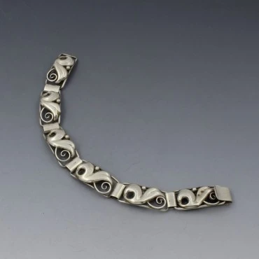 Bernard Hertz, Danish Floral 830 Silver Bracelet