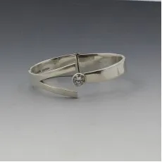 Mexico Solid Sterling Silver and Crystal Bangle