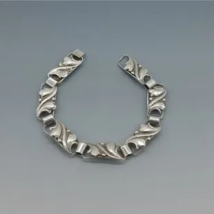 C A Christensen Denmark 830 Silver Leaves Bracelet
