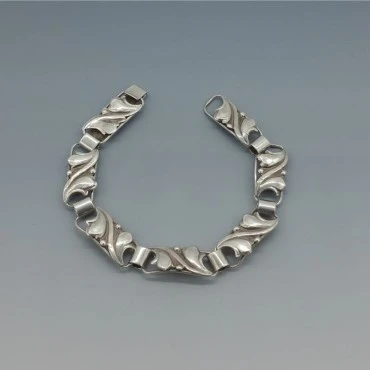 C A Christensen Denmark Silver Leaves Bracelet
