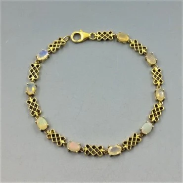 Fire Opal and Gold Vermeil Link Bracelet
