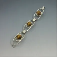 Tigers Eye and 835 Silver Ovals Bracelet
