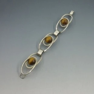 Tigers Eye and 835 Silver Ovals Bracelet