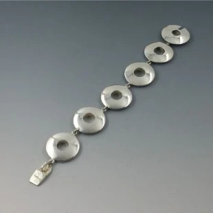 Los Ballesteros Solid Silver Circles Mexico Bracelet