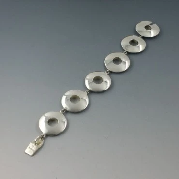 Los Ballesteros Solid Sterling Silver Circles Mexico Bracelet