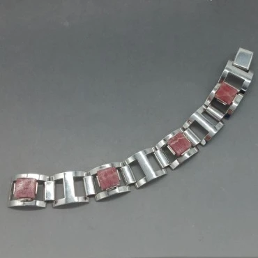 Andreas Daub Pink Rhodolite and 835 Silver Bracele