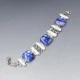  Biwa Pearl, Aquamarine , Venetian Glass Sterling Silver Bracelet