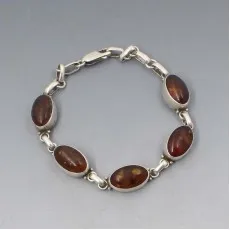 Amber Eclipse and Sterling Silver Bracelet