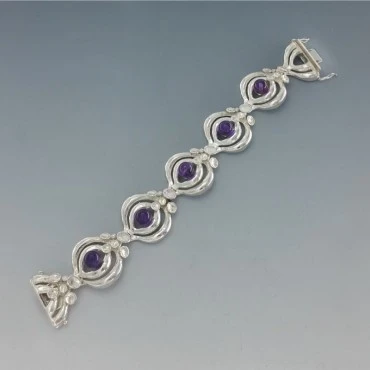 TEKA  Chunky Silver and Amethyst Bracelet