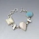  Biwa Pearl, Agate, Druzy and Sterling Silver Bracelet