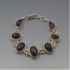 Vintage Amethyst and Silver Bracelet