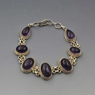 Vintage Amethyst and Silver Bracelet