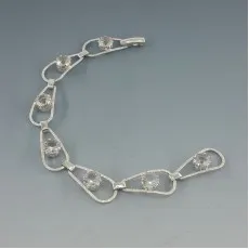Rock Crystal and Textured Sterling Silver Modernist Bracelet