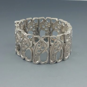   Stunning Sterling Silver Abstract Modernist Bracelet