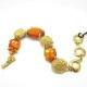 YSL Orange and Gold Cabochon Bracelet