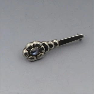Rare William Fuglede Denmark Moonstone Floral 830 Silver Brooch