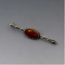 Christian Veilskov, Denmark,  Amber and Sterling Silver Brooch