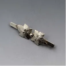 Herman Siersbol Double Leaf Bar Silver Brooch