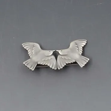 Rare Georg Jensen Silver Two  Swallows Brooch #316