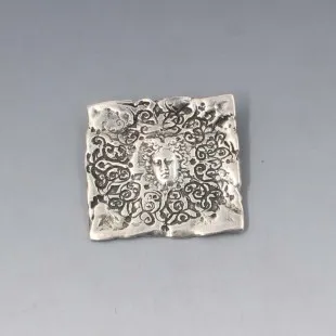 Square Silver Decorative Brooch Birmingham 1973