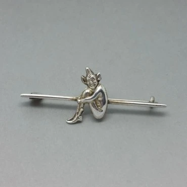 Bernard Instone Dainty Silver Pixie Bar Brooch