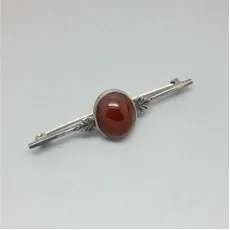 Oval Carnelian Sterling Silver Vintage Brooch
