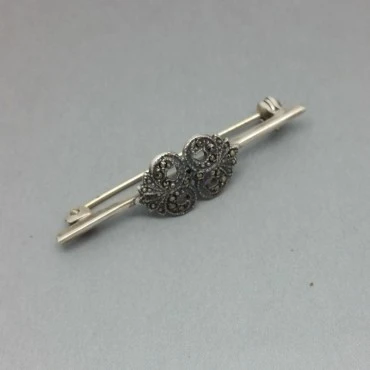 Bernard Instone Dainty Sterling Silver Marquisite Brooch