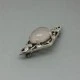 Arts and Crafts Style Rose Quartz Cabochon and Silver  Brooch 