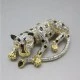 Vogue Bijoux Clear Crystal and Black Enamel  Panther Brooch