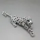 Panther Brooch with Diamante Crystals and Black Spots 