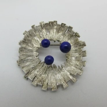 Sterling Silver Vintage Modernist flower brooch