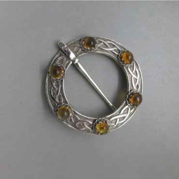 Joseph Cook and Son Citrine and Silver Vintage Brooch