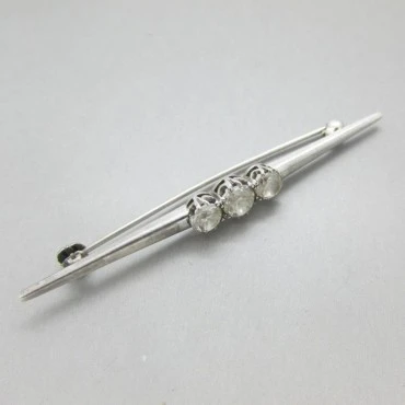 Sterling silver crystal bar vintage brooch