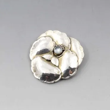 Georg Jensen Moonstone and Silver Brooch #113