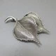 Vintage double leaf silver brooch