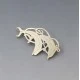 Silver Double Dolphins Brooch