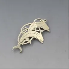 Silver Double Dolphins Brooch