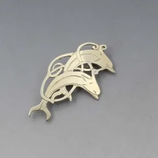 Silver Double Dolphins Brooch