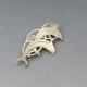 Silver Double Dolphins Brooch