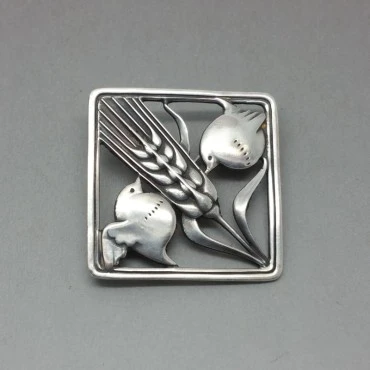 Georg Jensen Sterling Silver Double Bird Brooch designed by Arno Malinowski