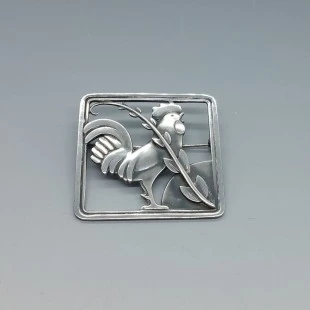 Georg Jensen Sterling Silver Rooster Brooch designed by Arno Malinowski #276