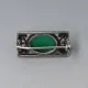 Oval Green Chrysoprase and Sterling Silver Brooch