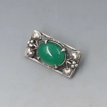 Bernard Instone Style Oval Carnelian and Silver Brooch 