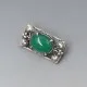 Oval Green Chrysoprase and Silver Brooch