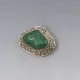 Chinese Jade and Silver Brooch