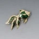 Green Enamel and Crystal Fish Brooch