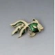 Green Enamel and Crystal Fish Brooch