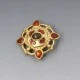 Leritz Faux Amber Gold Tone Brooch